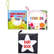 Resim 3 Kitap Tox İngilizce Çiftlik Hayvanları , Renkler Ve Siyah-beyaz Bebek Kumaş Sessiz Kitap E119 E129 E136 - Bez Kitap , Eğitici Oyuncak , Yumuşak Ve H 