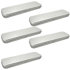 Resim Ganzhoushop 5 Adet Kalem Kutusu Demir Teneke Buzlu Tek Katmanlı Kalem Kutusu Dikdörtgen Metal Kalem Kutusu Öğrenciler İçin Gümüş 