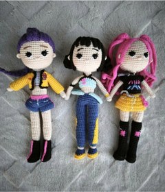 Resim MİNOHOUSE Amigurumi K-Pop Demon Hunters Mira Rumi Zoey 3lü 
