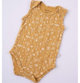 Resim Boumini Kolsuz Bebek Çıtçıtlı Atlet Müslin Bebek Body Bahar Çiçekli Hardal-hardal Hardal 