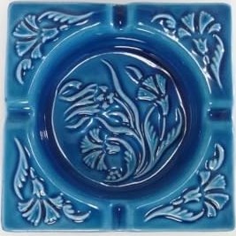 Resim SUME Dekoratif El Yapımı Kabartmalı Çini Seramik Küllük Büyük Boy Kül Tablası 