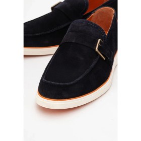 Resim Dericlub Erkek Hafif Tabanlı Toka Detaylı Loafer Gerçek Süet Deri Cr 2406 Lacivert 