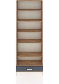 Resim Arges Dolap 6 Raflı Tek Çekmeceli 88x30x243 Çam-antrasit Çam 