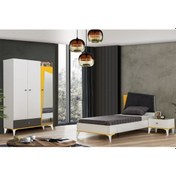 Resim Giallo Genç Odası, 3 Kapaklı Dolap Karyola Komodin (504460276) Beyaz 