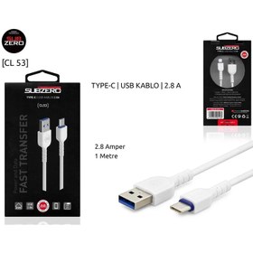 Resim Subzero 2.8A 1Metre Usb Type-C Şarj Data Kablosu Beyaz 