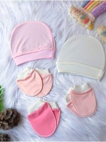 Resim UmBaby %100 Penye Bebek Yenidoğan Şapka Bere 3 Takım Eldiven 