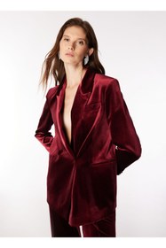 Resim Fabrika Bordo Kadın Kruvaze Blazer F4WL-CKT0289 