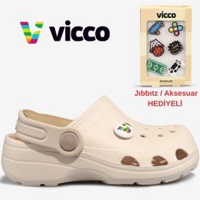 Resim Vicco Didim Jıbbıtz Aksesuar Hediyeli Ortopedik Unisex Çocuk Terlik Bej 