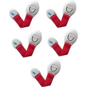 Resim Bebek Çocuk Güvenlik Dolap Çekmece Kilidi Güvenlik Seti-(Cırtlı Kilit Kırmızı -5 Adet) Çok Renkli 