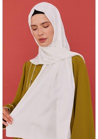 Resim Mirsoy Scarf Kazayağı Desen İpeksi Jakar Şal - Beyaz Beyaz 
