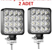 Resim 2 Adet 11x11 16 Led Kare Off Road Traktör Tir Kamyon Sis Fari Sis Lambasi Çalisma Lambasi Projektör 