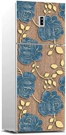 Resim Buzdolabı Sticker Kaplama Dolap Kaplama Etiketi Mermer Mavi Gül 
