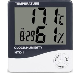 Resim Beyaz Dijital Masaüstü Sıcaklık ve Nem Ölçer Saat 9X8X2MM 