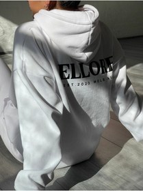 Resim Beyaz Ellore Kadın Eşofman Takımı - Baskılı Oversize Beyaz 