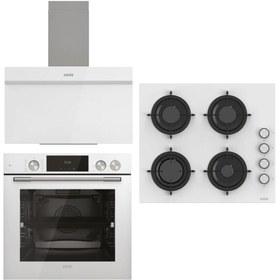 Resim Uğur Fırsat Fry Art Cam Beyaz Ankastre Set Uad 6012g Ba3d - Uao 6041w3 Bcy Rsr1 - Uaf 6011db Bcpet 
