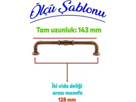 Resim Nzb Metal Mobilya Mutfak Çekmece Dolap Kulpu Kulbu Kulpları Eskitme Antik Bakır (128 Mm-12.8 Cm) 