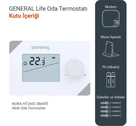 Resim General Life Nora HT260S Rf Smart Kablosuz Wi-Fi Akıllı Oda Termostatı 