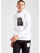 Resim Arresto Veloz Baskılı Unisex Çocuk Kapüşonlu Beyaz Sweatshirt 