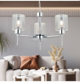 Resim Cemre 3'Lü Krom Modern Yatak Odası Mutfak Oturma Odası Salon Sarkıt Avize 