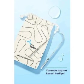 Resim Probident Dil Temizleme Aparatı/dil Sıyırıcı Kese + Stand Hediyeli Full 304 Surgical Stainless Steel 