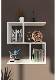 Resim Siona Dekoratif Kitaplık - Beyaz Dekoratif Duvar Rafı Beyaz 