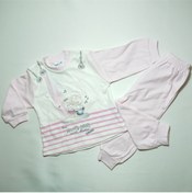 Resim Pudra Beyaz Bebek Pijama Takımı 