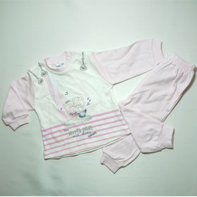 Resim Pudra Beyaz Bebek Pijama Takımı 