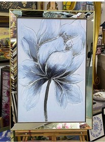 Resim Ayna Çerçeveli Beyaz Simli Çiçekli Kanvas Tablo Sağ 