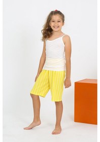 Resim Akbeniz Kız Çocuk İp Askılı Şortlu Penye Beyaz Pijama Takım 20430 