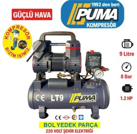 Resim Puma 9 Lt Yüksek Verimli Yağsız Kompresör 