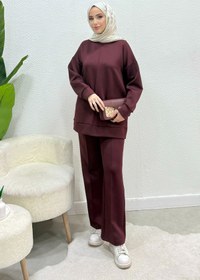 Resim Tesettür Diyarı Aves Çimalı Scuba Tesettür Takım- Bordo 