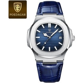 Resim Poedagar Lüks Erkek Kol Saati Su Geçirmez Aydınlık Tarih Deri Erkek Saatler Silver Blue L Altın 