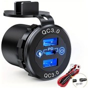 Resim Cloud011 Hızlı Şarj Pd Type C Qc3.0 Usb 12v 24v Araç Omg001 Mavi Dokunmatik Sigortalı 