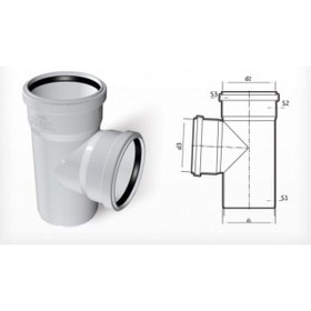 Resim Fırat Dublex Pvc Atık Su Borusu Pimaş Te Çatal 50 X 50 Mm. 