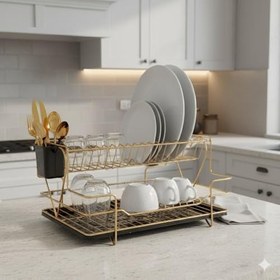 Resim 2 Katlı Kalpli Bulaşıklık Siyah-Gold Renkli 