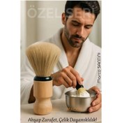 Resim shopwave Klasik Tıraş Seti – Ahşap Saplı Fırça & 304 Paslanmaz Çelik Tıraş Tası 