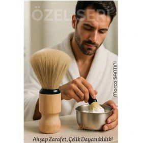 Resim shopwave Klasik Tıraş Seti – Ahşap Saplı Fırça & 304 Paslanmaz Çelik Tıraş Tası 