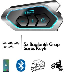 Resim MOTOANL Motosiklet İntercom 5X Cihaz Eşleşmeli Tüm Kasklara Uygun RGB Işıklı 5.3 Bluetooth 