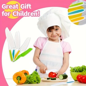 Resim 3/4/5 adet Gençlerin Bıçak Seti, Gençlerin Güvenli Pişirme Bıçakları, Gençlerin Akşam Bıçakları, Pileli Kesici, Testere Kenarlı Plastik Gençlerin Bıçağı, Doğru Pişirme ve Meyve, Ekmek, Marul Kesme Bıçağı 
