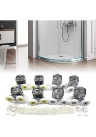 Resim Ayrıntıshop Duşakabin Metal Lüx Tekerlek 8li Set Krom 