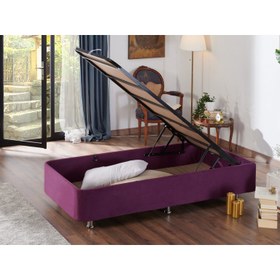 Resim Niron Purple Baza - 80X200 cm Tek Kişilik Sandıklı Mor Kumaş Baza Silinebilir Soho Kumaş 