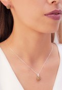 Resim ATEŞ GOLD Gümüş Set 925 Ayar Zirkon Taşlı Top Kolye Küpe 