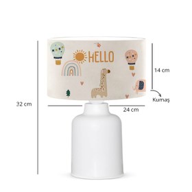 Resim Kumaş Baskılı Hello Friends Çocuk Odası Abajur Lamba | ByLamp 