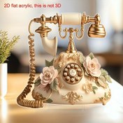 Resim Vintage Tarzı 2D Düz Akrilik Retro Telefon Masa Dekoru | Zarif Altın ve Beyaz Çiçek Deseni, Yatak Odası, Oturma Odası, Ofis ve Özel Günler İçin İdeal, Düğün, Yıldönümü, Doğum Günü, Mezuniyet, Noel, Cadılar Bayramı, Paskalya, Şükran Günü, Düğün Dekoru|Zarif Masa Dekoru|Dekoratif Telefon 