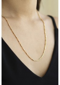 Resim 14 Ayar Altın Tasarım Halat Zincir 55 Cm 