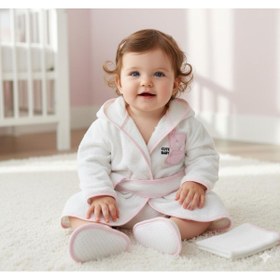 Resim Gökçe Bebe Kız Bebek Filli Bornoz Takımı 4'lü Set Pembe 