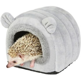 Resim Dofolink Küçük Evcil Hayvanlar İçin Isı Verici Kaya Odası Tekerlekli Barınak - Hamster, Kertenkele, Sincap, Cochon D'ındi Yuvası - Gri 