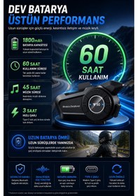 Resim Y50 Bluetooth Kask Kulaklığı Motosiklet İnterkomu 1800mah Batarya 60 Saat Kullanım Ipx6 Mikrofonlu Kulaklık 