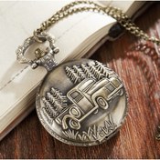 Resim keyfimshop Kişiye Özel Kamyonet Kabartmalı Büyük Boy Köstekli Kolye Saat 