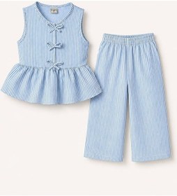 Resim My Kids Wear Kız Çocuk Bella Fiyonk Detaylı Alt Üst Takım 12802 Mavi 